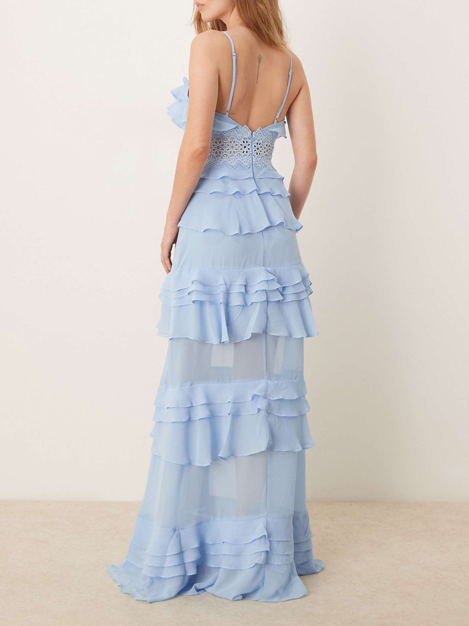 Sky Blue V-Neck Maxi Dress