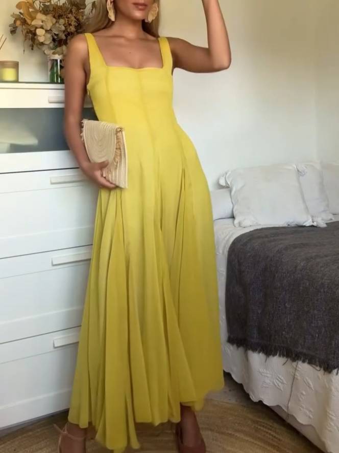 Square Collar Sling Dress