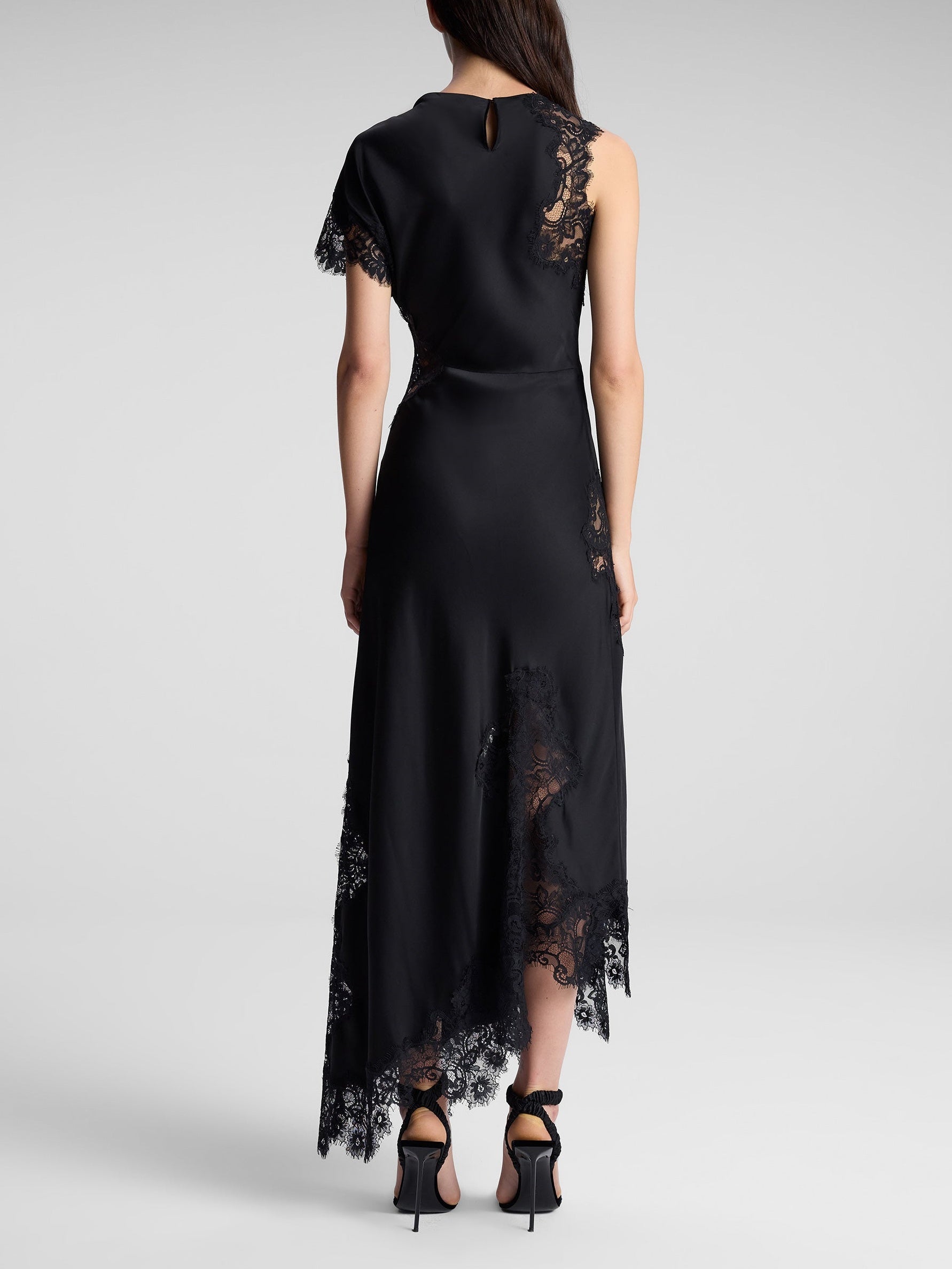 Satin and Lace Maxi Dress-Black