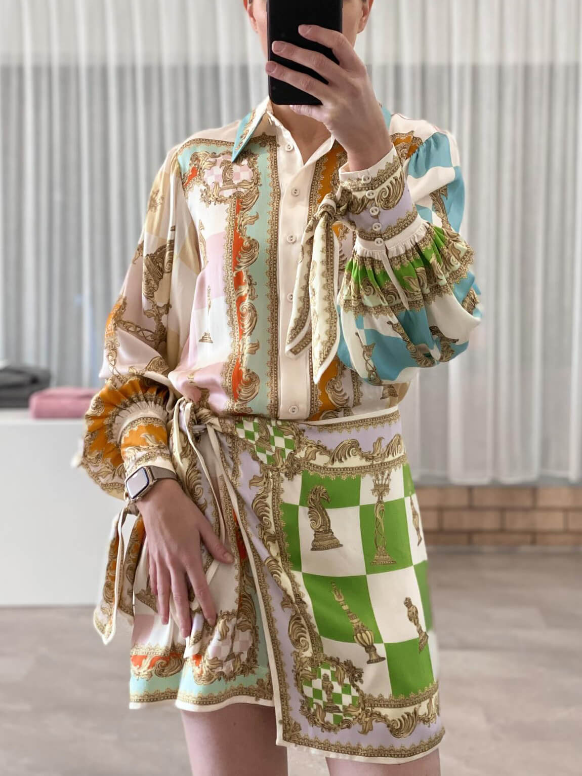 Knotted Irregular Unique Printed Mini Dress