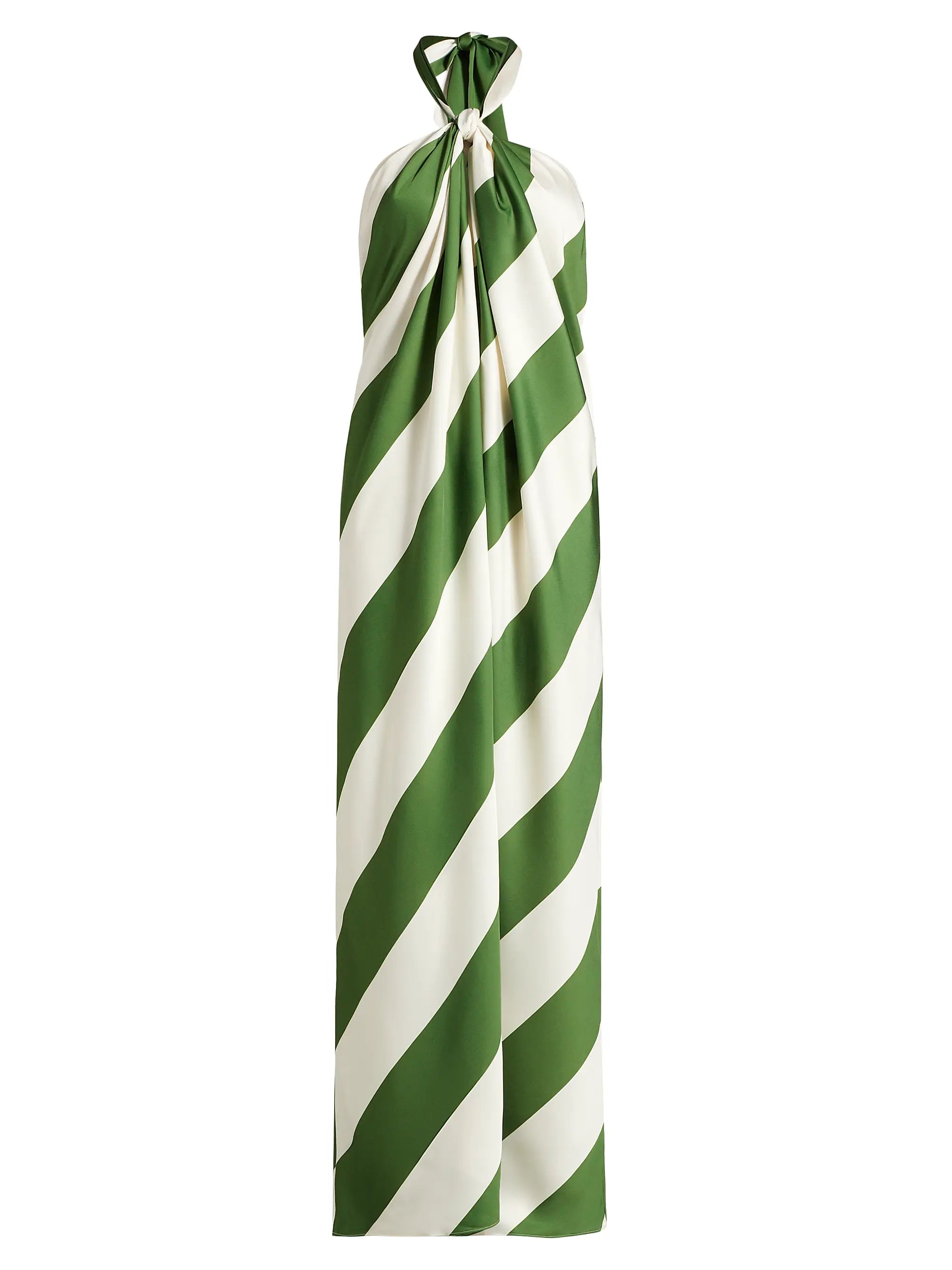 Diagonal Striped Halterneck Maxi Dress