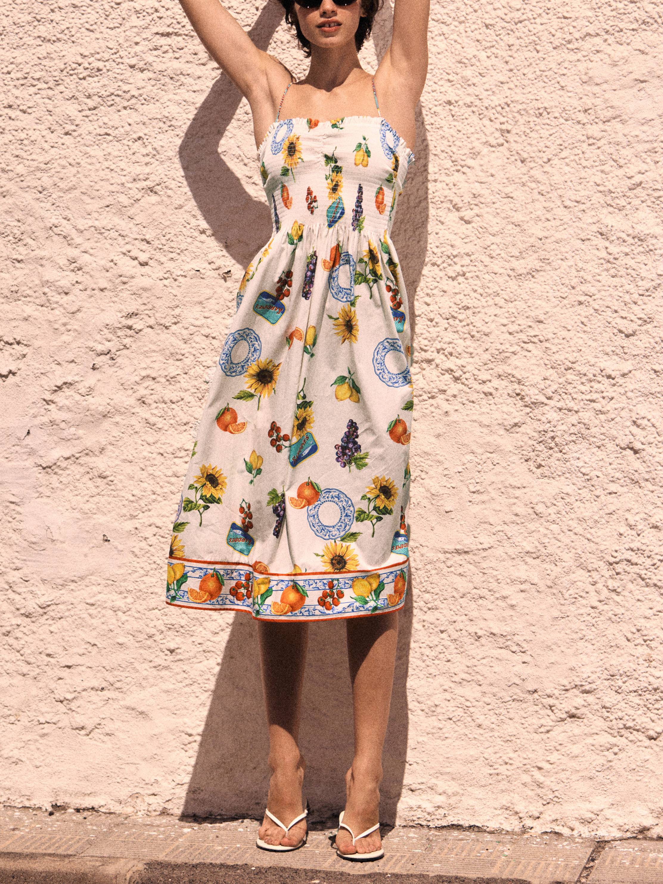 Printed Sling Midi Dress