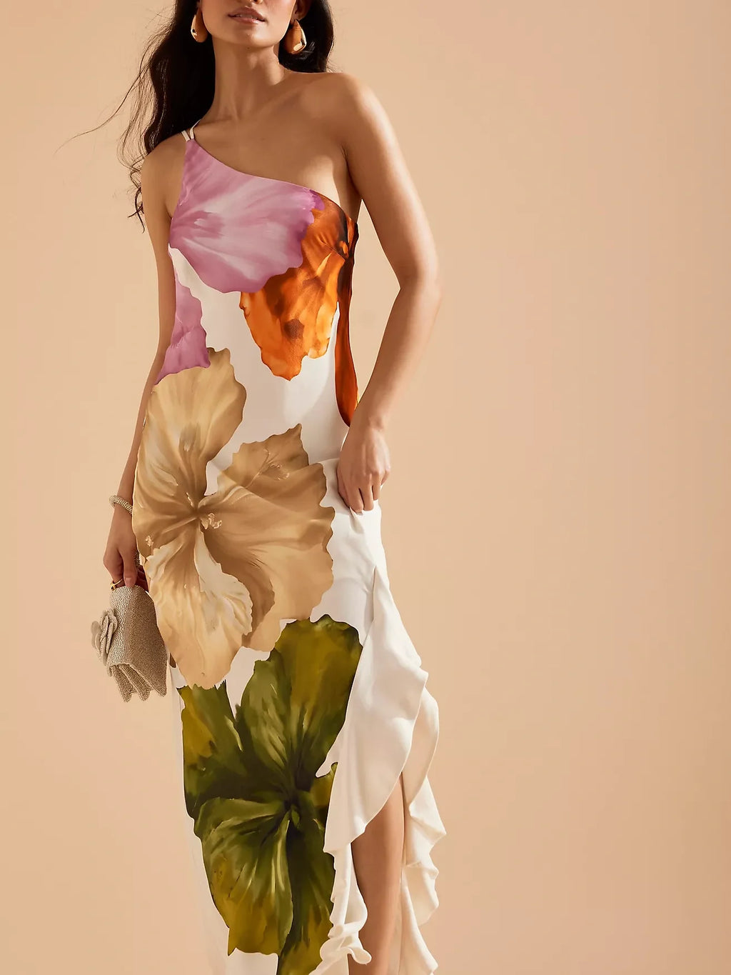 One-Shoulder Maxi Slip Dress