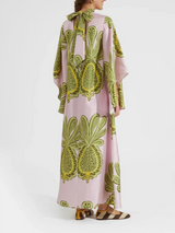 Tropical Big Pineapple Print Maxi Dress