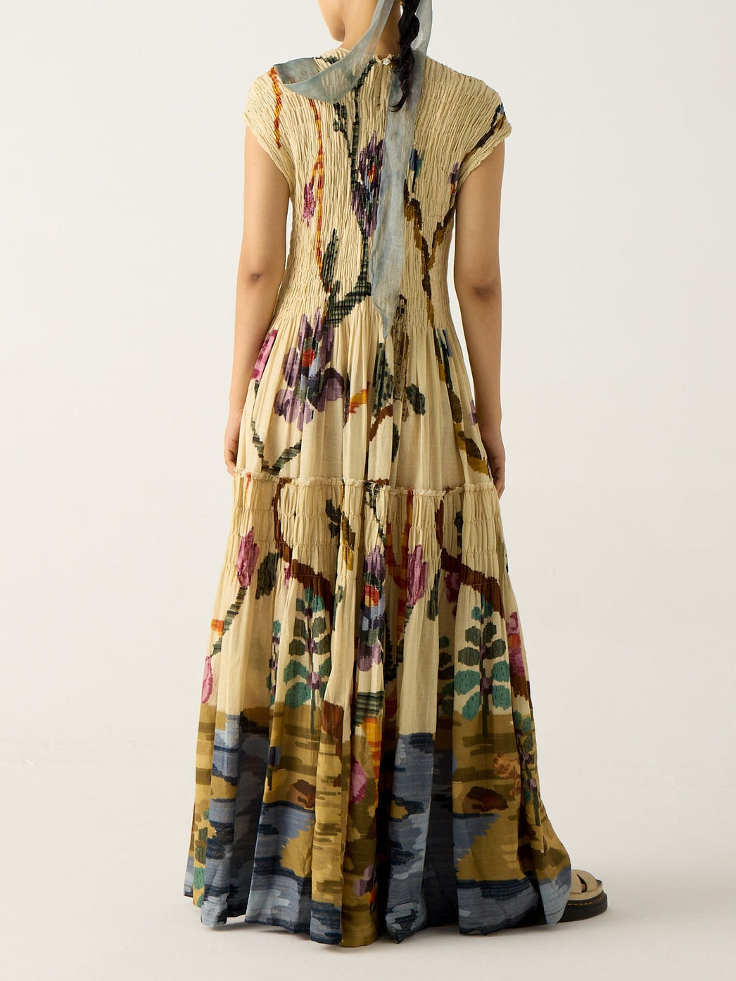 Pleated Print Maxi Dress