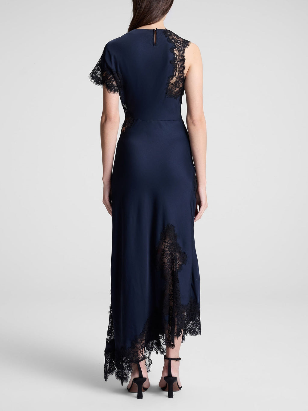 Satin and Lace Maxi Dress-Blue
