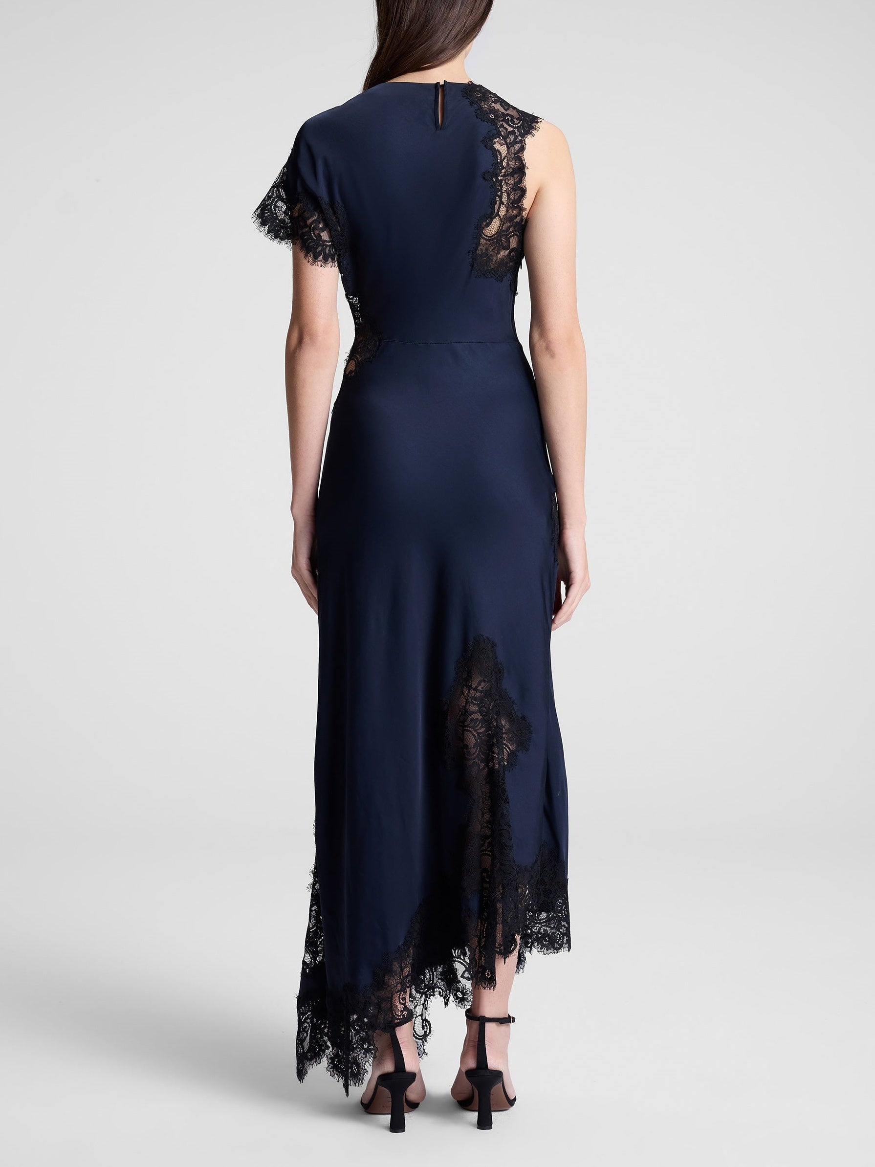 Satin and Lace Maxi Dress-Blue