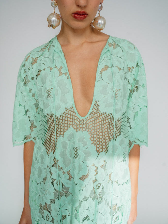 Wide Scalloped Sleeves A-line Maxi Dress