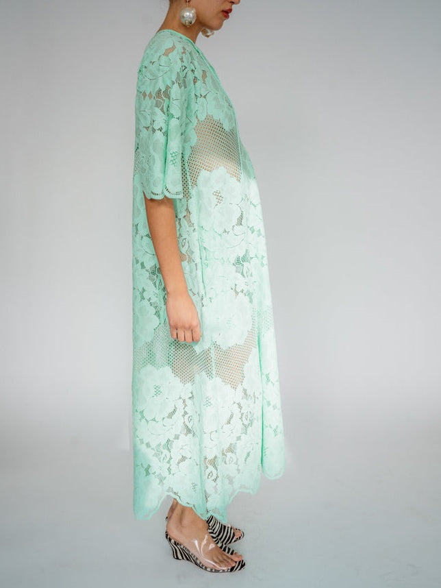 Wide Scalloped Sleeves A-line Maxi Dress