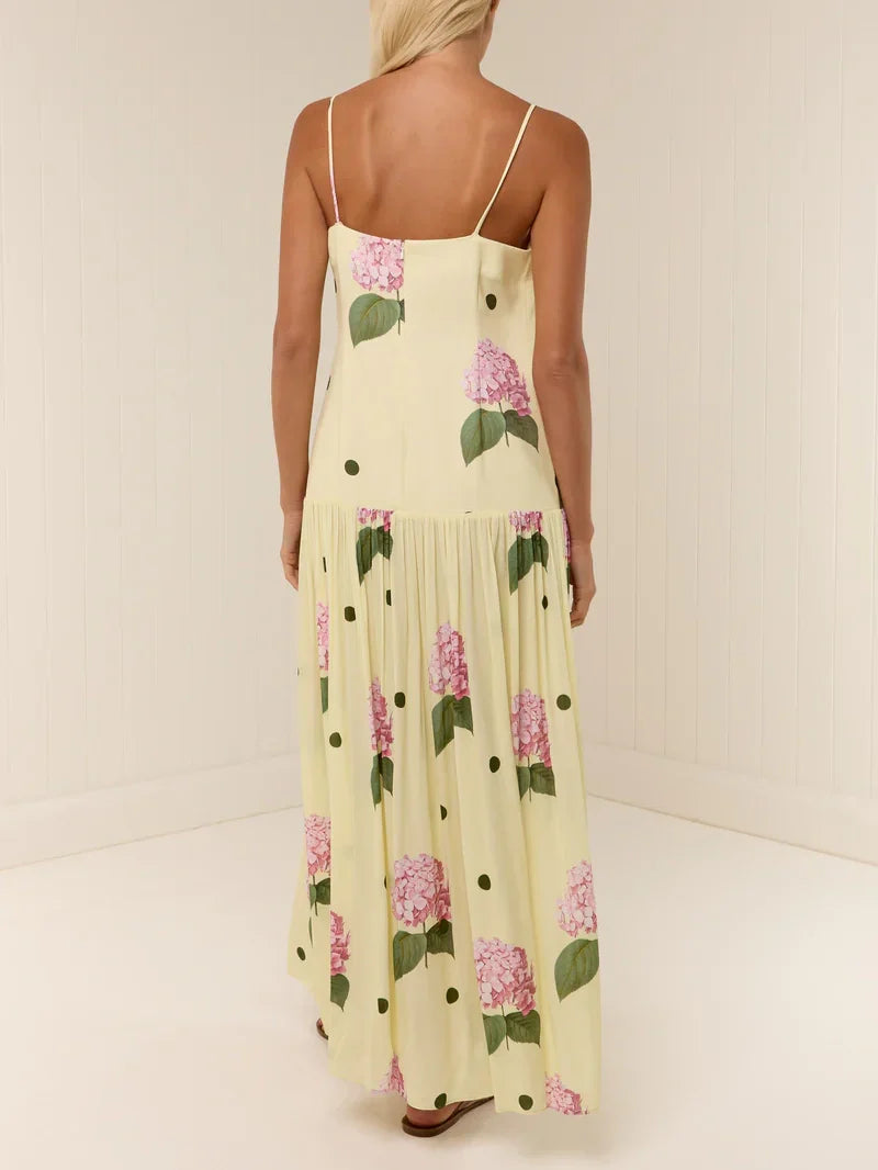 Polka Dot Floral Print Midi Dress